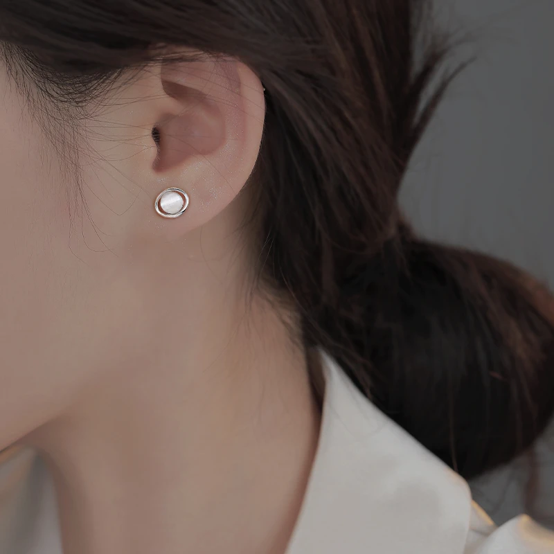 CUOOYINO/初影 足银耳饰 【馥郁佳人】猫猫石耳钉轻奢耳环精致耳饰