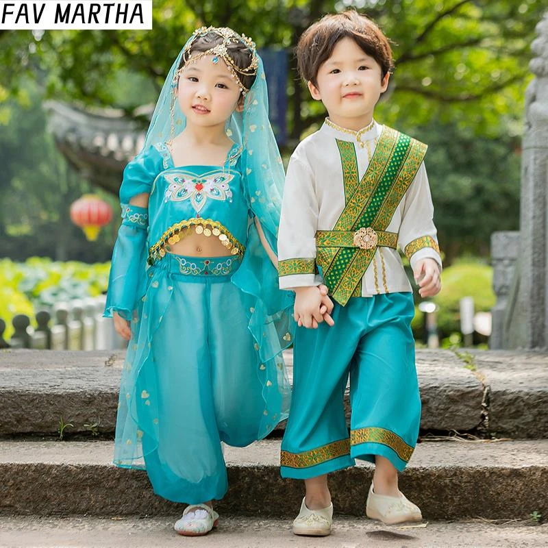 少数民族服装儿童汉服异域风情广西三月三演出服男童傣族服泼水节