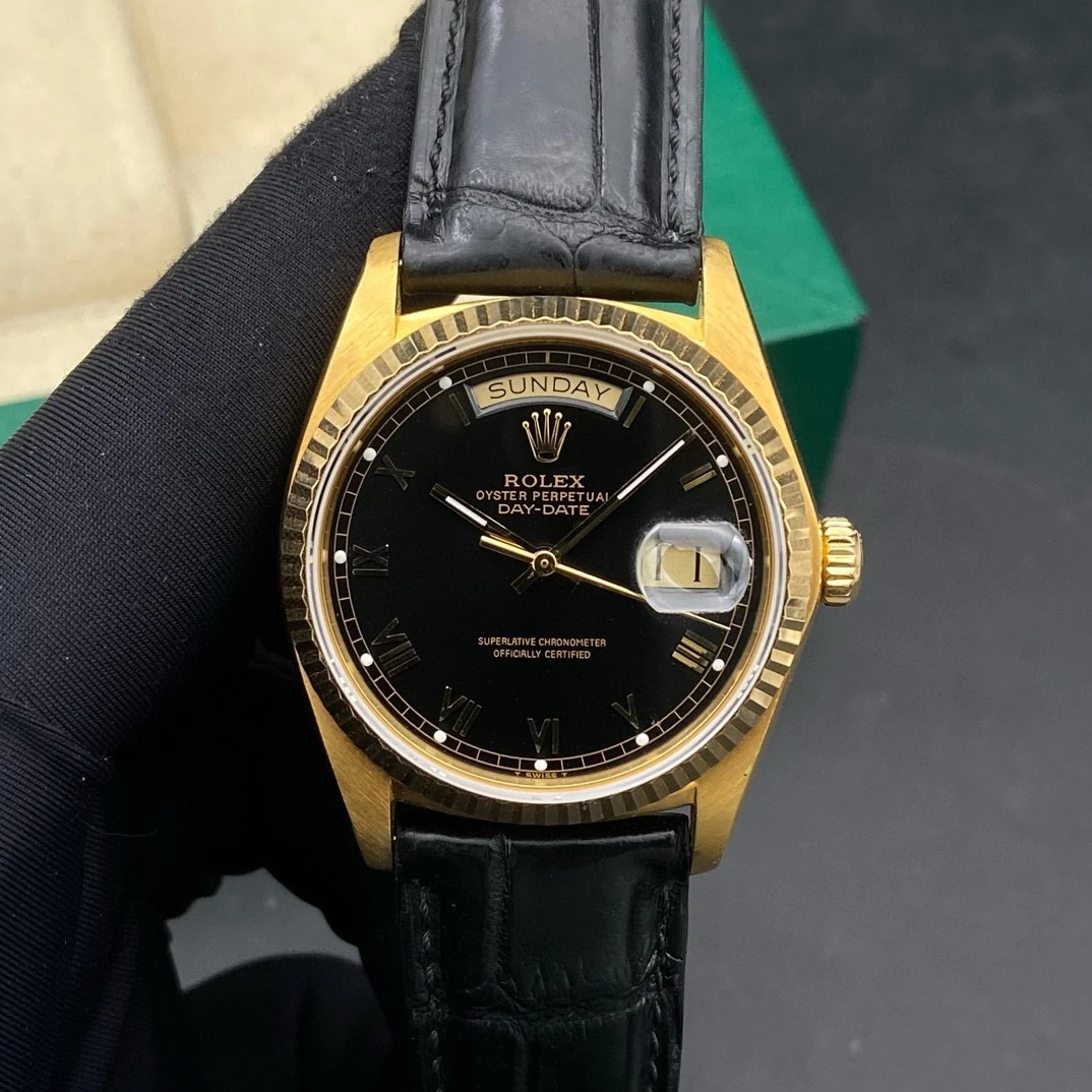 99新 Rolex/劳力士 星期日历18038/自动机械/表径36/18k黄金