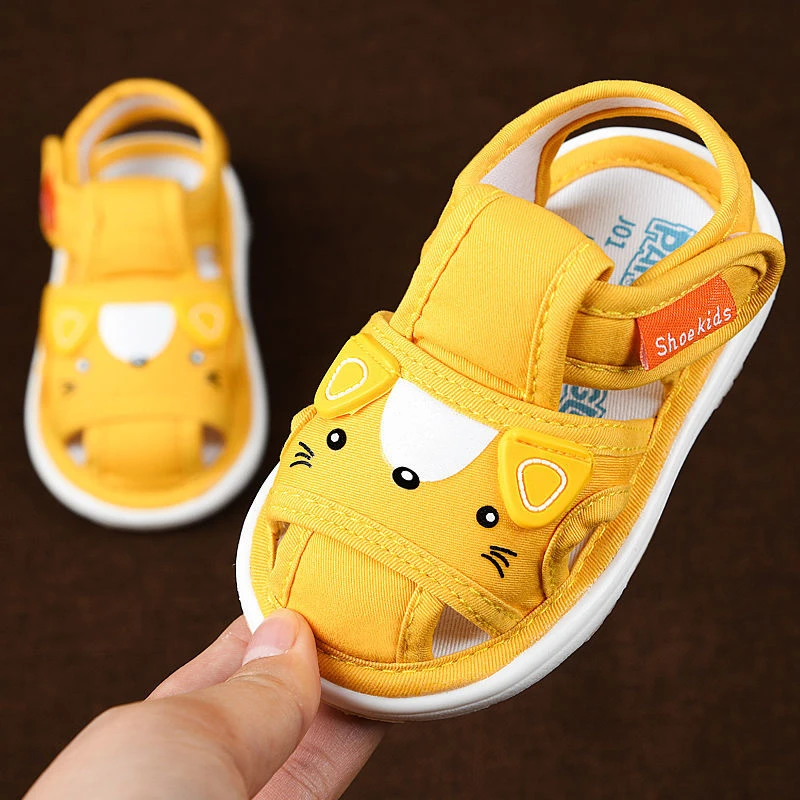 J01宝宝布凉鞋男夏季0一1-2-3岁婴儿防滑叫叫鞋女学步鞋宝宝鞋子