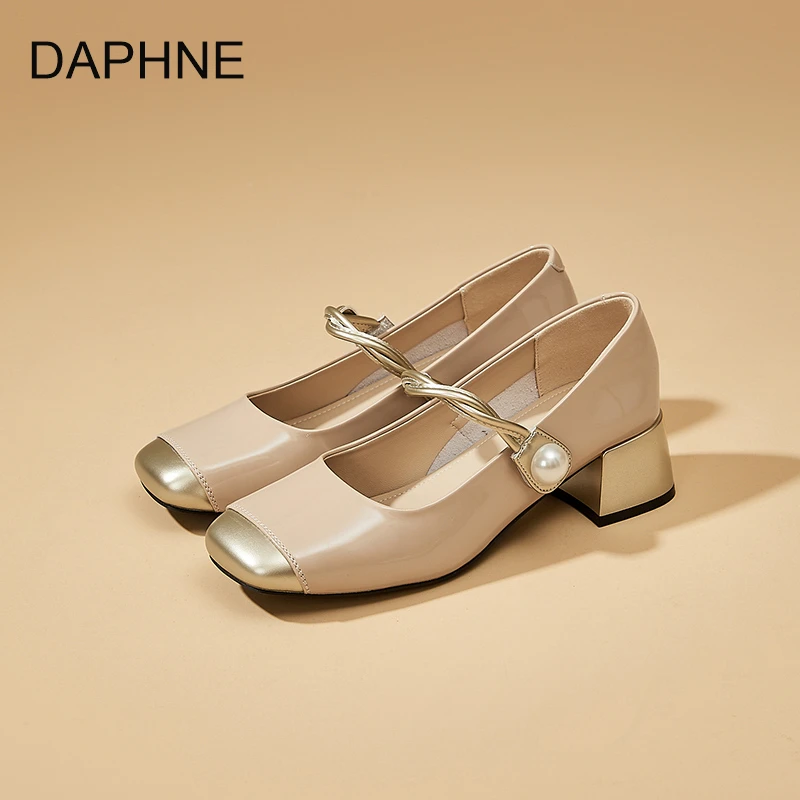 达芙妮法式玛丽珍鞋女2025新款夏季外穿包头拖粗跟女鞋配裙子单鞋