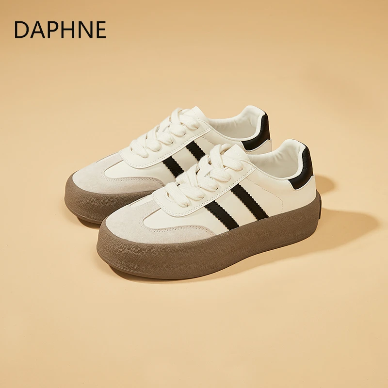 达芙妮德训鞋女2025新款春季复古休闲板鞋耐磨软底轻便小白鞋女鞋