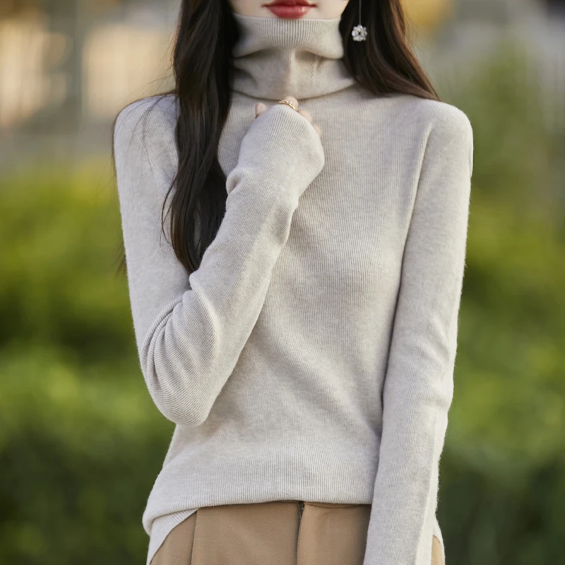 【亲肤绒】轻熟风堆堆领打底女无缝修身显瘦桑蚕丝羊毛内搭秋冬高领