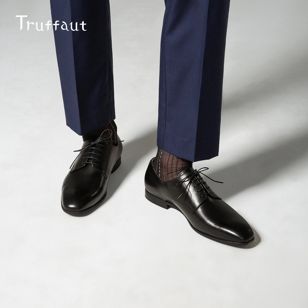 truffaut复古皮鞋正装商务休闲德比鞋软底真皮青年透气新郎鞋春秋