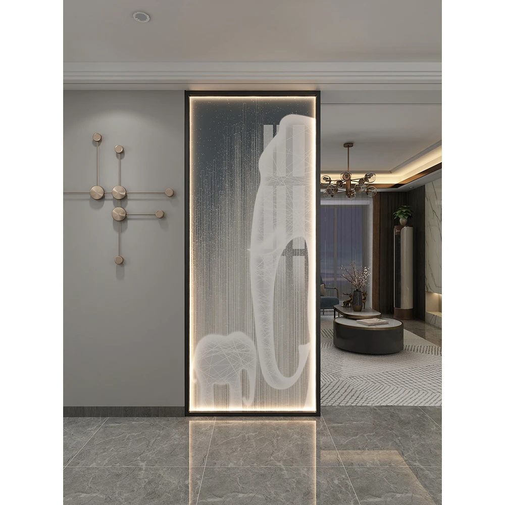 北欧轻奢入户玄关客厅办公室房间卫生间格挡玻璃隔断装饰发光屏风