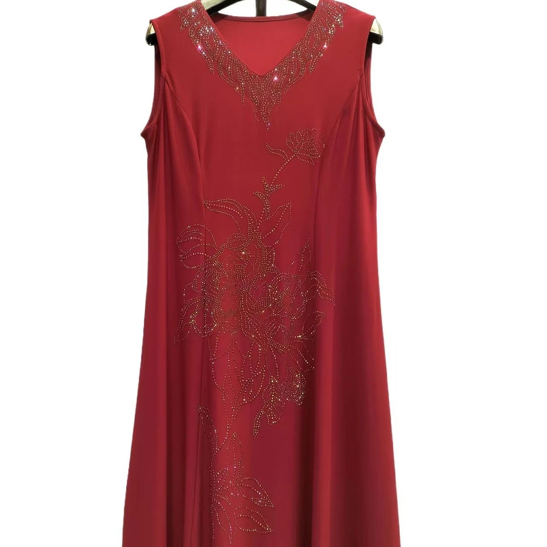 时尚镶钻无袖背心连衣裙568新中式吊带裙