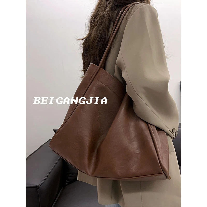 BEIGANGJIA/北港家时尚百搭大容量单肩包2023新款秋冬通勤托特包