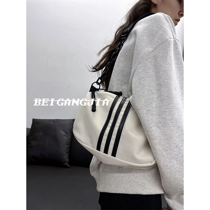 BEIGANGJIA/北港家休闲大容量斜挎包女2023新款夏季百搭单肩包包