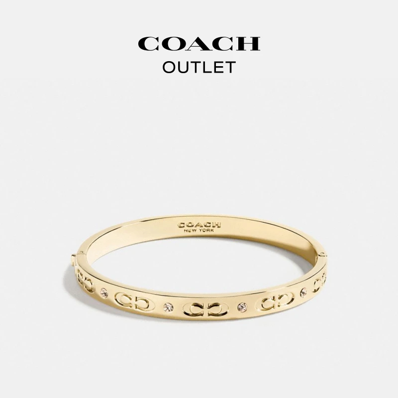 【李好推荐】COACH/蔻驰奥莱 经典标志铰链手镯