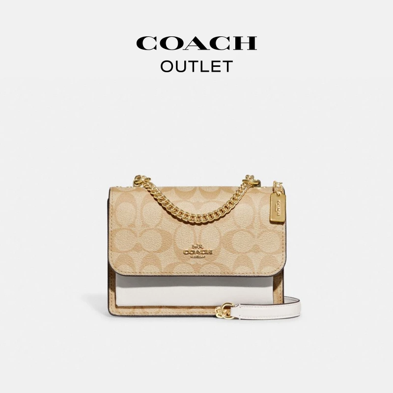COACH/蔻驰奥莱 女士时尚经典标志迷你KLARE斜挎包单肩包链条包