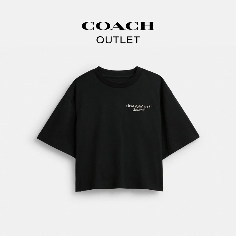 COACH/蔻驰奥莱 NEW YORK ART SCHOOL印花短款T恤