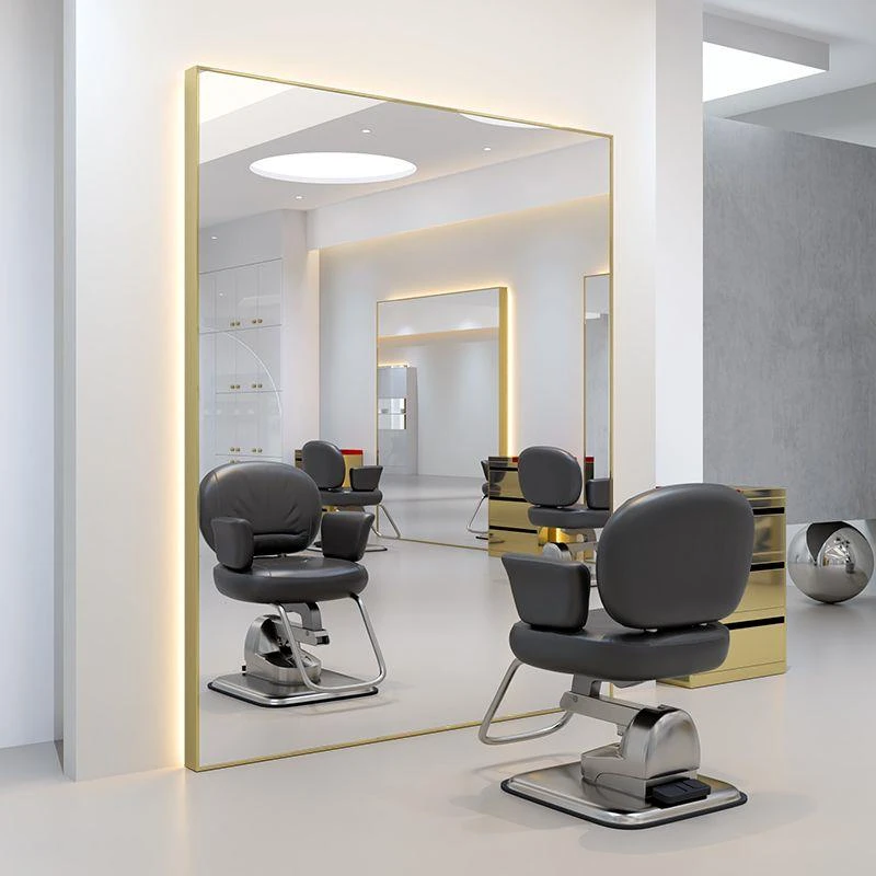 发廊专用落地镜子美发店剪发大镜子烫染镜单面镜理发店带灯镜子