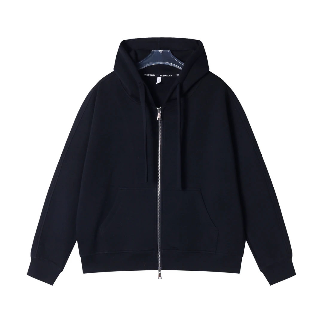 WT119秋冬季新款时尚个性纯色连帽开衫拉链外套卫衣百搭休闲情侣