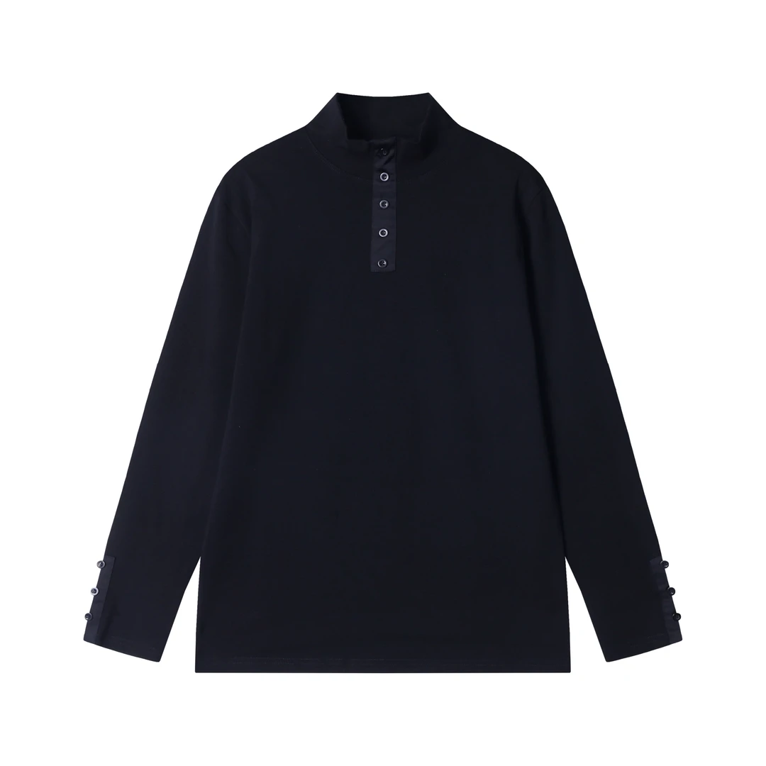 秋冬季新款时尚个性日系纯色纽扣立领卫衣休闲百搭潮流上衣