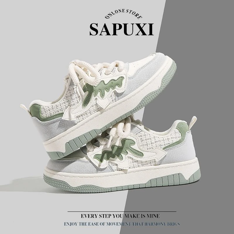 潮流新品女鞋子2024百搭新款小众透气潮鞋厚底鞋子休闲板鞋学生