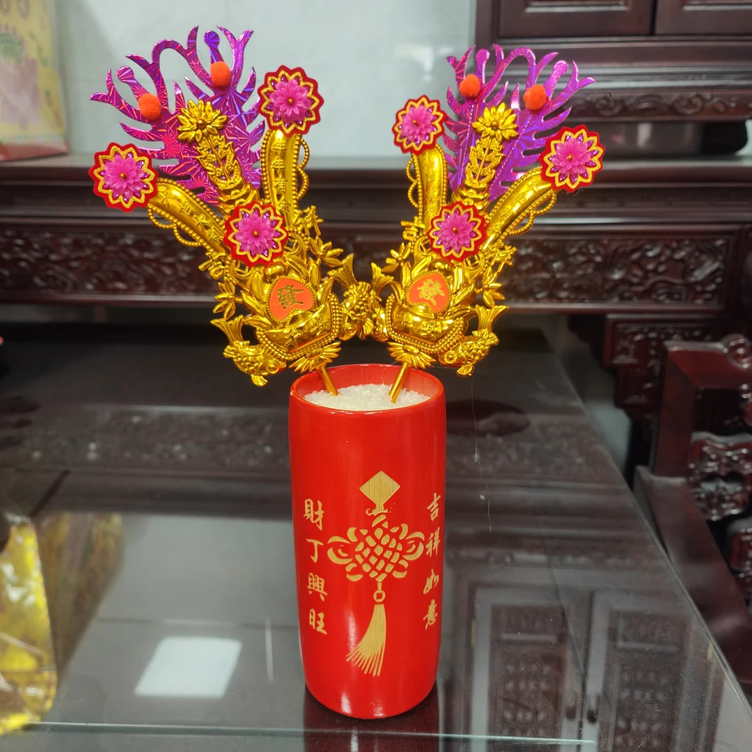 中秋用品中国结米升米斗婚庆竹升 插香金花
