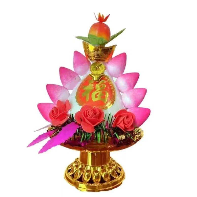 仿真迷你寿桃泡沫小盘桃糖塔寿桃装用装饰用品