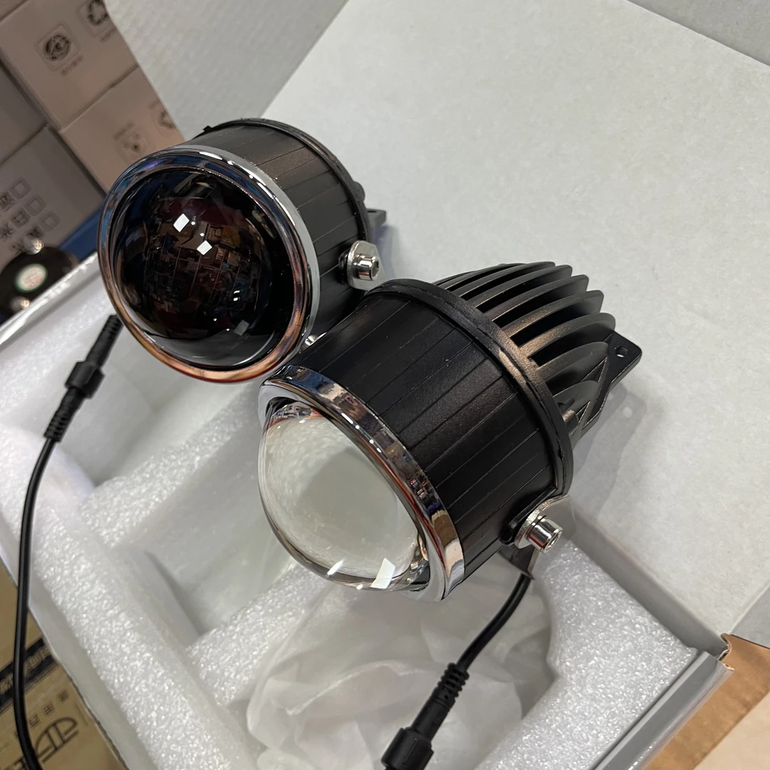 汽车透镜切线射灯黄白光防水中网大功率改装摩托车前杠通用激光炮