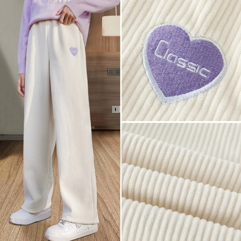 女童阔腿裤儿童直筒裤灯芯绒女孩休闲裤子大童秋装卫裤春秋款新款