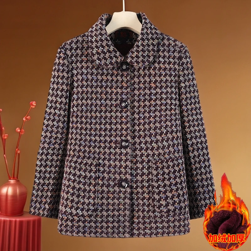 奶奶冬装水貂绒外套女中老年人秋冬保暖棉袄妈妈加绒加厚毛呢上衣