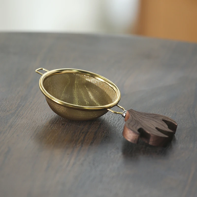 黑胡桃木柄色公道杯茶隔茶滤茶具配件过滤器网茶漏网泡茶神器鱼尾