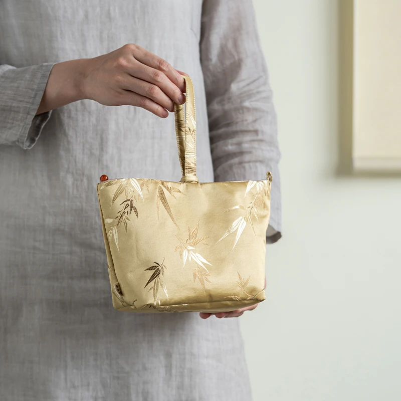 葡萄织绵国风旅行包便携式家用一壶四杯茶具手提袋茶室包