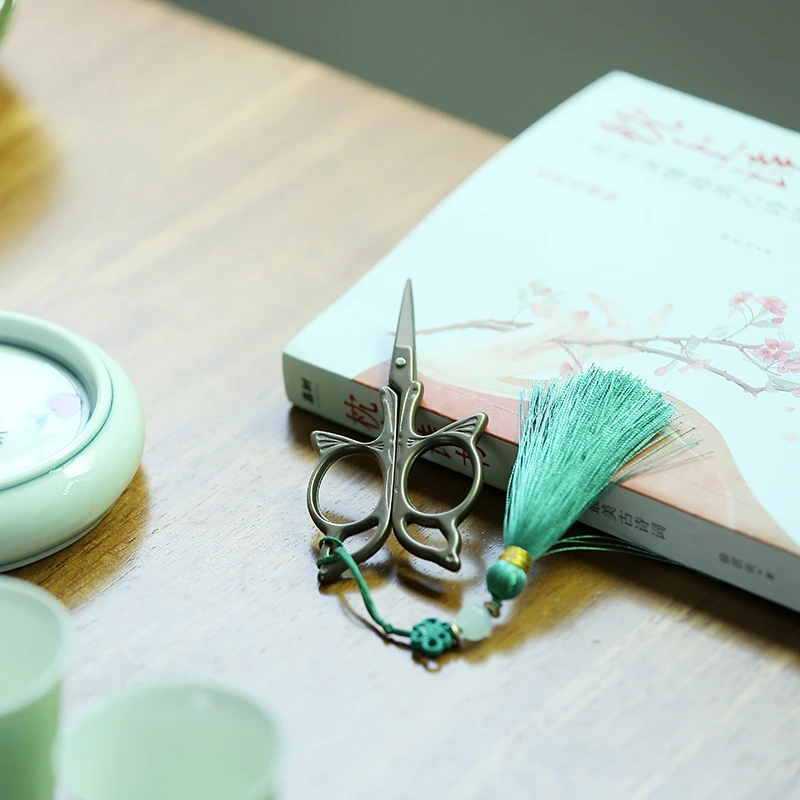 慕兮合金茶包剪刀手工流苏茶剪茶道配件日式家用茶叶剪干泡精致