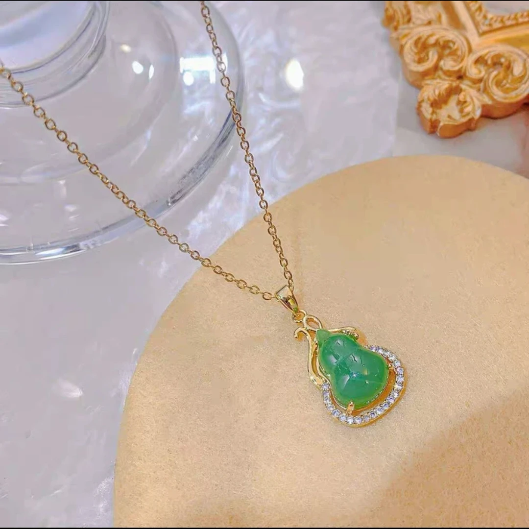 钛钢项链 J-1010 时尚绿葫芦项链轻奢小众高级百搭款不过时锁骨链