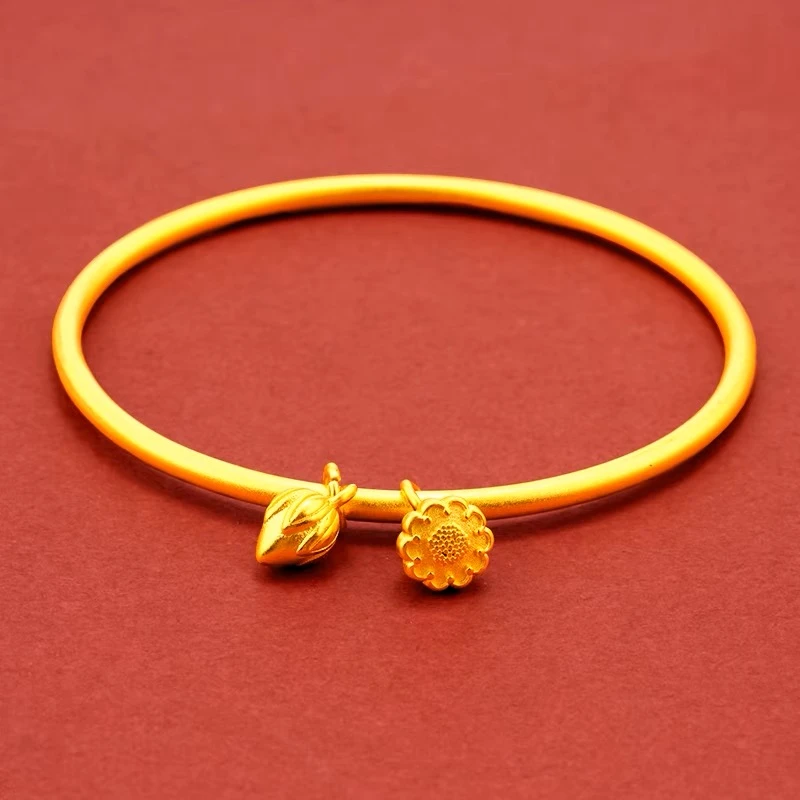 合金手镯 手镯 两世欢手镯金色久不掉色莲子合金久不掉色