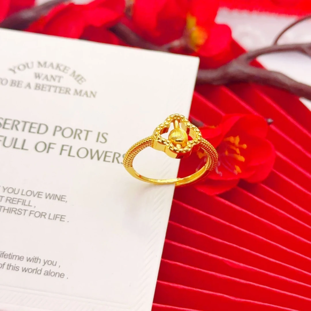 铜合金戒指 沉鱼落雁戒指素圈转运珠指环2024新款