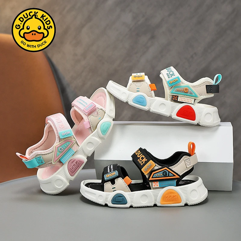 小黄鸭儿童凉鞋2024夏季新款中小童耐磨软底潮流休闲沙滩凉鞋6125
