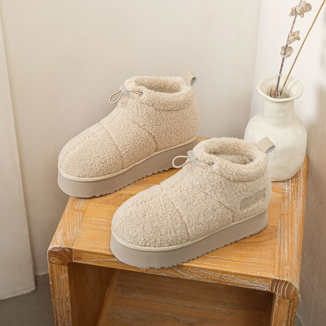 【增高4.5cm】2024秋冬穿搭经典短筒厚底增高女靴毛毛鞋雪地靴