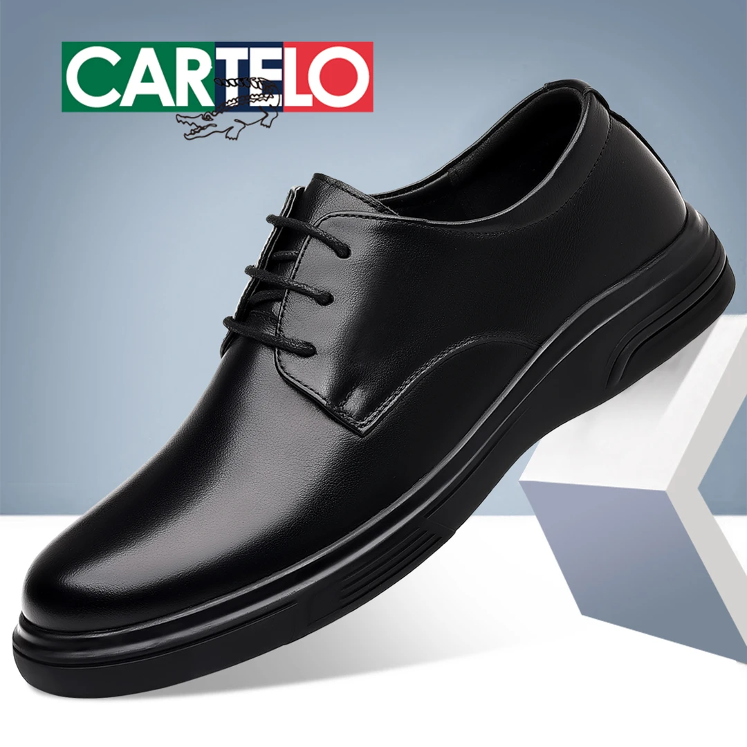 CARTELO/卡帝乐鳄鱼男士百搭透气软底商务英伦皮鞋真皮防滑