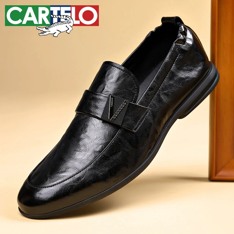 CARTELO/卡帝乐鳄鱼2023年男士时尚休闲百搭潮流开车一脚蹬皮鞋