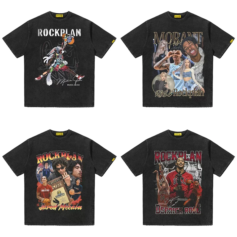 【做旧款】摇滚计划男女同款美式印花短袖T恤篮球潮男