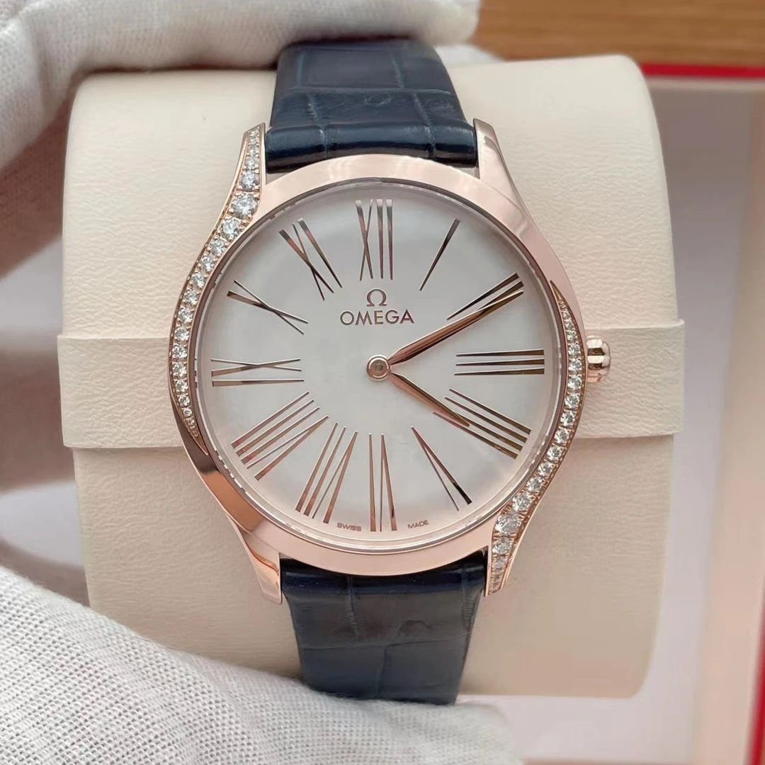 99新 Omega/欧米茄 蝶飞原钻玫瑰金石英机芯表径36mm