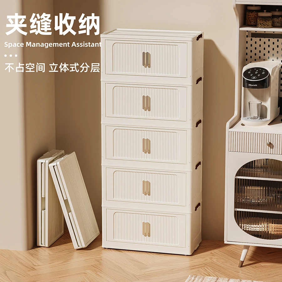 安家日记【面宽80巨无霸】免安装折叠书柜家用储物柜双开门整理柜