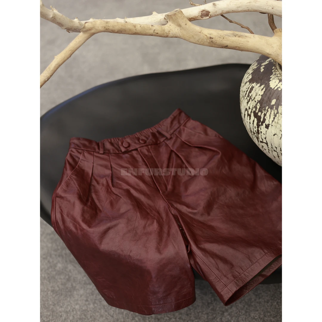 EN 2025/FW | 赫尔契约 冷翡蜡感baby绵羊皮皮裤 GG924288