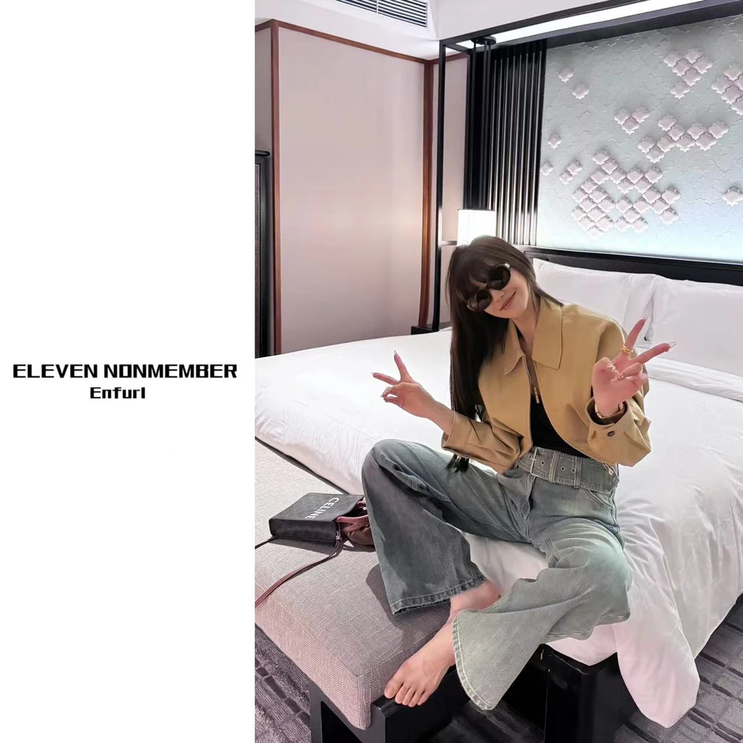 Eleven Nonmember | P家高腰倒三角老洋气了羊皮衣外套 GG78034