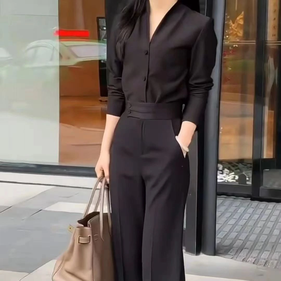 早春新款时尚气质干练高腰修身显瘦裤子女