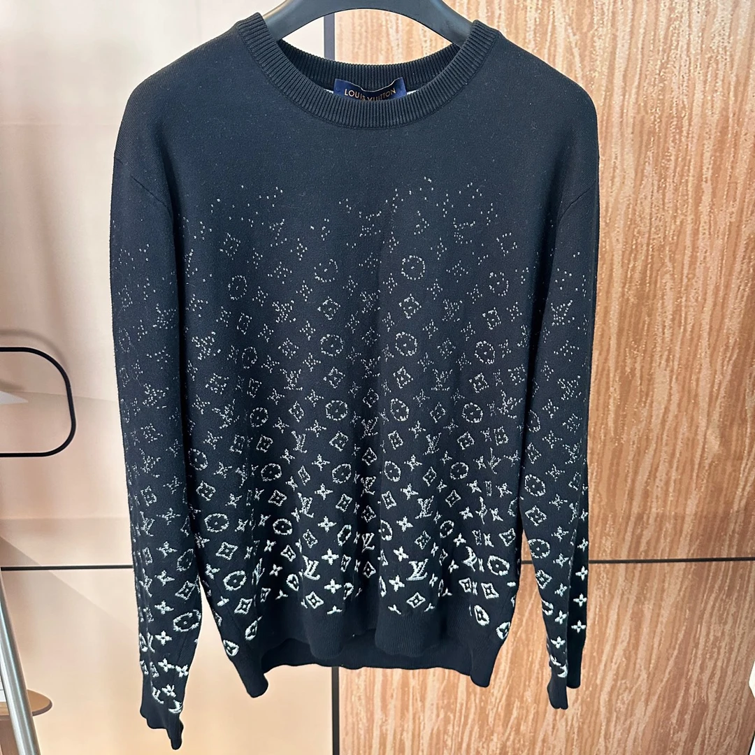 Louis Vuitton LV 路易威登 黑白渐变老花针织衫 L码 98新