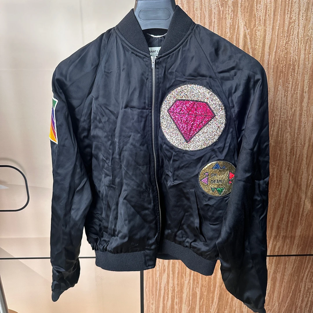 Saint Laurent SLP 圣罗兰 闪粉水钻棒球夹克 48码 95新