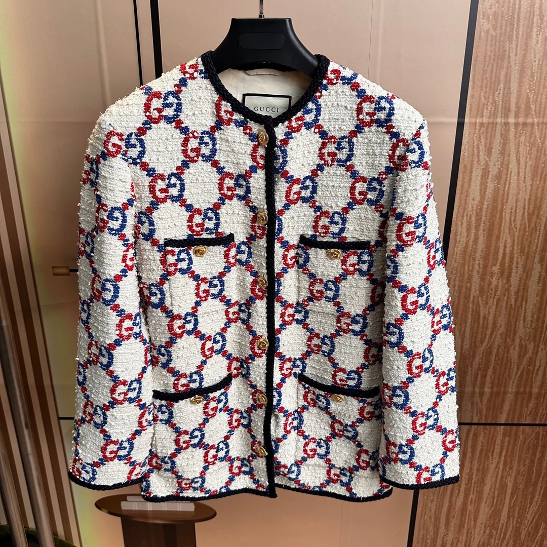 古驰 Gucci 满印老花毛呢小香风外套 40码 99新
