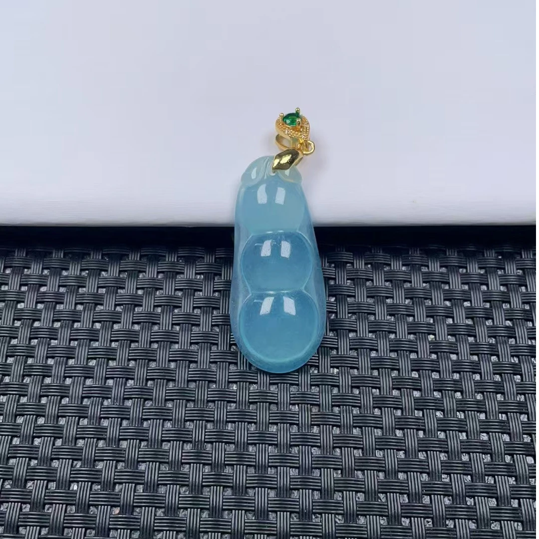 （清货）D096蓝水豆子吊坠百搭时尚