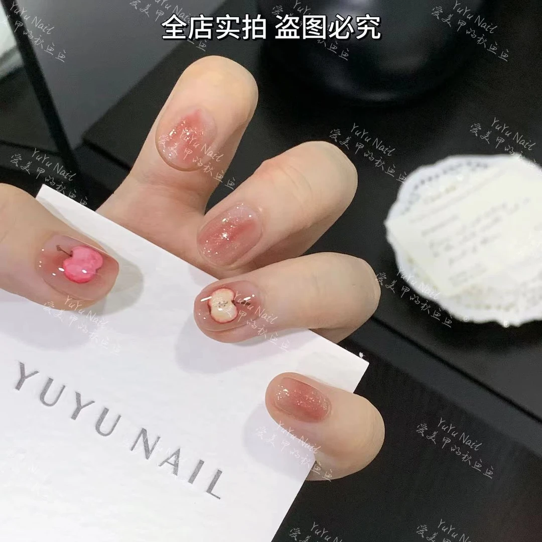 YUYU -【红苹果乐园】- 水彩手绘小苹果-小众设计师手工穿戴甲