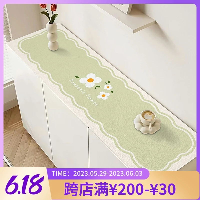 鞋柜台面垫子植物花卉防水防脏入户门玄关边柜垫防油电视柜桌布