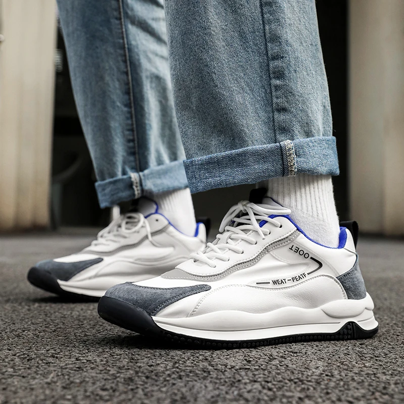 特大码男鞋2025年春季新款厚底休闲鞋时尚百搭小白鞋韩版运动鞋潮