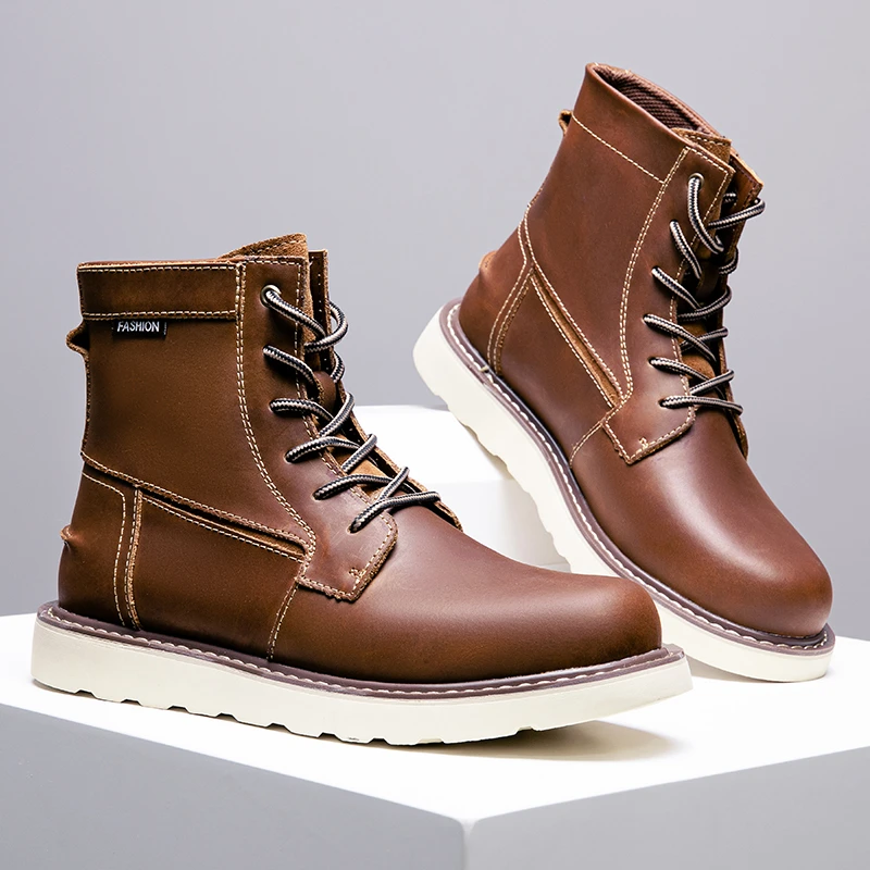 特大码男鞋2025年秋冬季新款复古马丁靴美式男士短靴户外工装靴