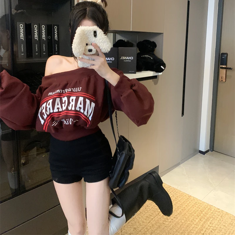 秋季短款卫衣女秋冬款2024新款棉薄款白色美式宽松短上衣早秋款