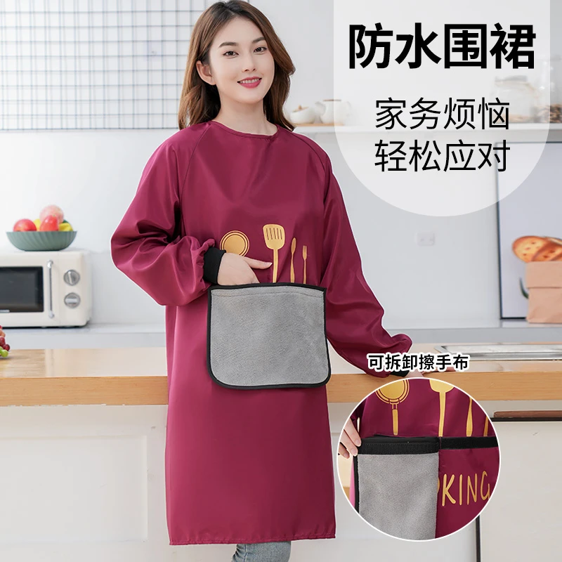 围裙家用厨房男女2025新款防水防油长袖透气工作服反穿衣薄款罩衣